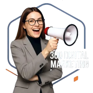 a marketing expert woman holding a megaphone