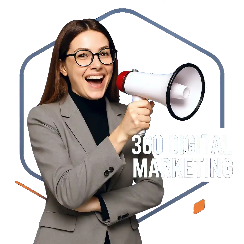 a marketing expert woman holding a megaphone
