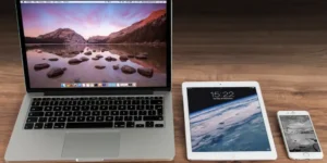 apple laptop, tablet, and phone