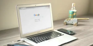 Google search page on a laptop