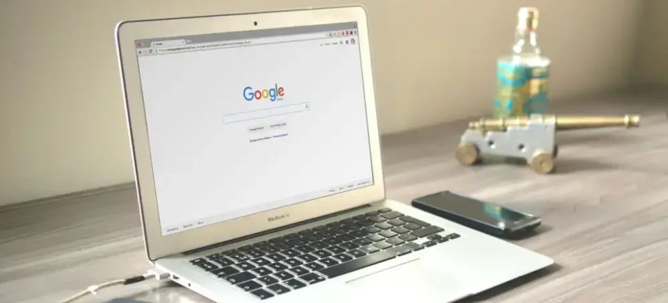 Google search page on a laptop
